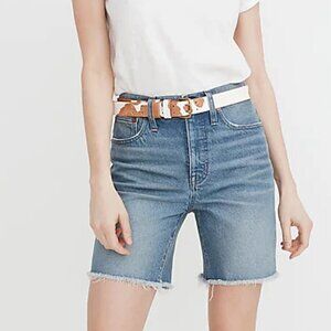 Madewell High rise denim mid-length shorts jeans cut-off raw frayed hem new 27